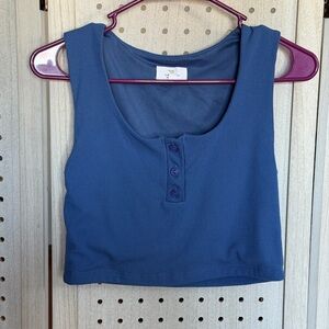 Elegant Blue Buttoned Crop Top